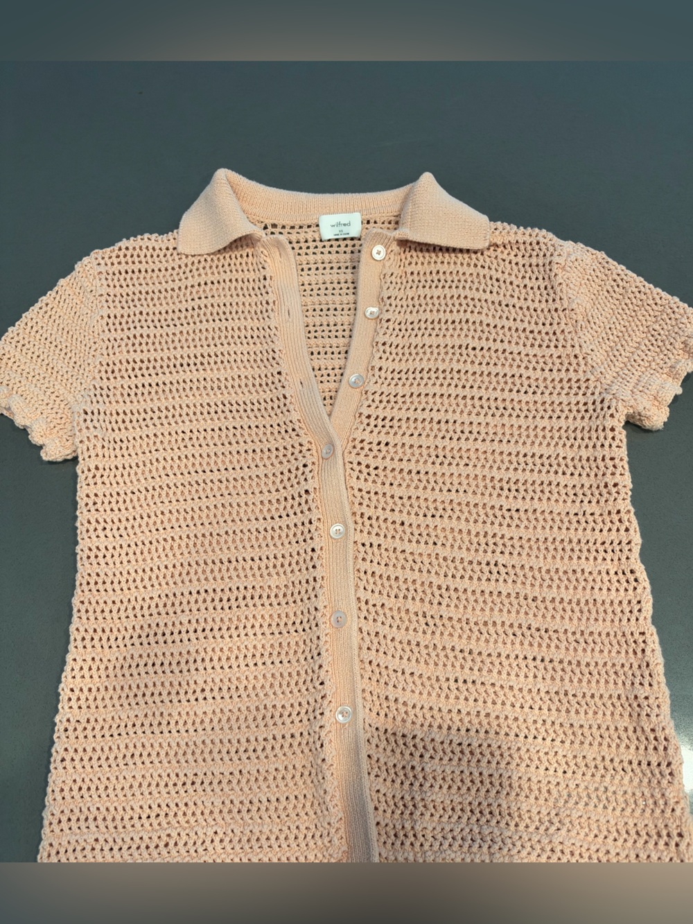 Wilfred Peach Open-Knit Button Cardigan